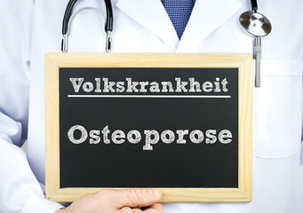 Volkskrankheit Osteoporose - Doktor mit Tafel