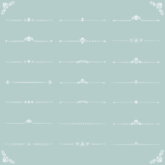 Vintage set of decorative elements. Horizontal white separators in the frame. Collection of different ornaments. Classic patterns. Set of vintage patterns