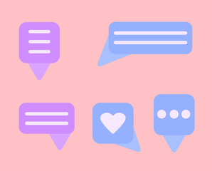 Cartoon style of bubble speech chat text message set collection.Vector illustration