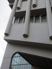 close up details pf the roger stevens building at the university of leeds a brutalist concrete...