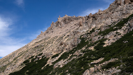 Alpine landscape. View of the rocky mountains in Cerro Catedral, Bariloche, Patagonia Argentina.
