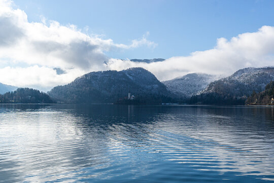 Lake Bled at winter, Slovenian Alps © Nemanja