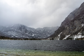 Obraz premium Lake Bohinj at winter, Slovenian Alps