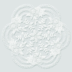 Vector White Doily Frame Lace Design - obrazy, fototapety, plakaty