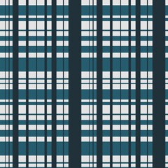 Seamless repeat pattern, checked, striped texture in dark teal colors. Lines, stripes in different sizes. Beige background.