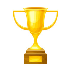 Gold champion cup. Shiny golden trophy goblet vector illustration