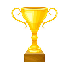 Shiny trophy goblet, winner prize. Golden champion cup vector illustration