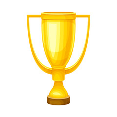 First place shiny trophy goblet, Winner prize golden cup vector illustration