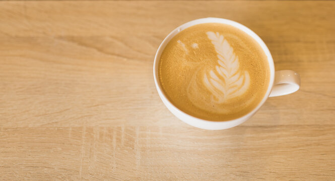 Cup of coffee with latte art