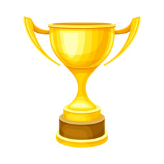 Sport winner shiny golden trophy cup. Winner prize goblet vector illustration