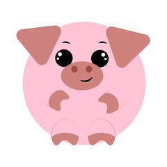 Obraz na płótnie Canvas Cute cartoon round Pig. Draw illustration in color