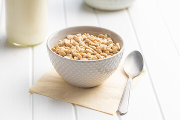Breakfast cereals. Oat pops in bowl.