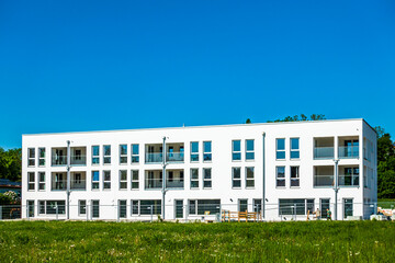 modern concrete plattenbau facade