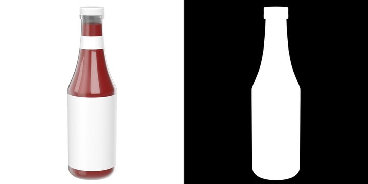 3D rendering illustration of a ketchup bottle