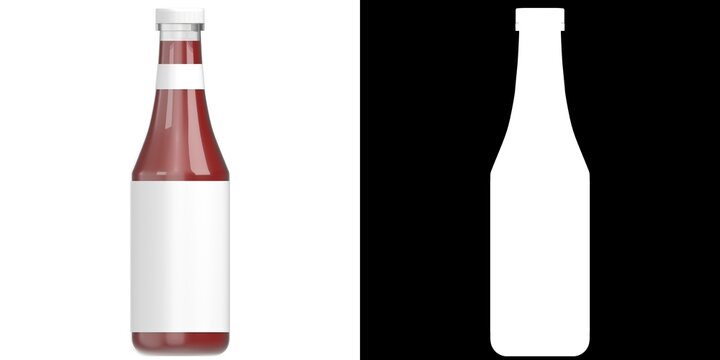 3D rendering illustration of a ketchup bottle