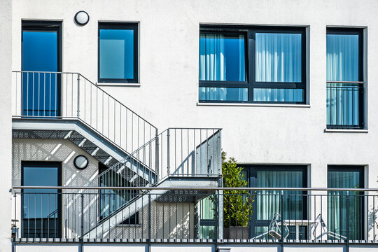 modern concrete plattenbau facade
