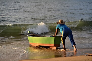 Fisherman on the beach