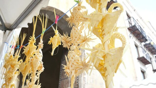 Palms made in Elche, Spain, for Palm Sunday during Holy Week.
