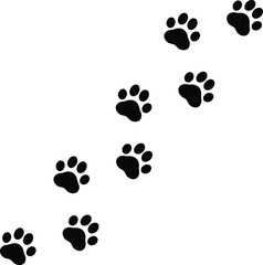 Naklejka na ściany i meble Paw vector foot trail print of cat. Paw prints. Footprint pet. Dog, pattern animal tracks isolated on white background vector icon Illustration.