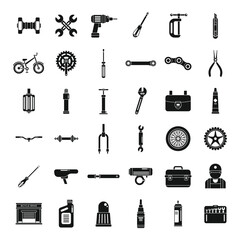 Obraz premium Bicycle repair icons set simple vector. Bike element
