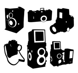 vintage and modern camera silhouette