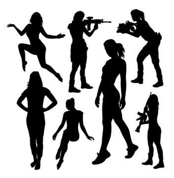 Female People Sport And Soldier Silhouette