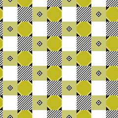 Gingham pattern vector in yellow, black and white colors. Vichy check seamless pattern for scarf, tablecloth, wrap, wrapping