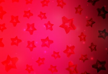 Light Red vector pattern with christmas stars.