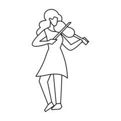 Isolated woman violin draw people activities vector illustration