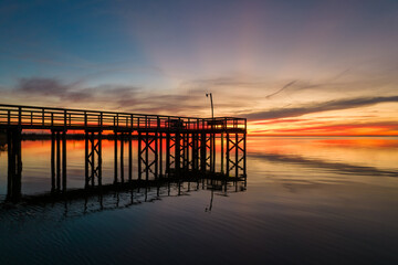 Mobile Bay pier at sunset 