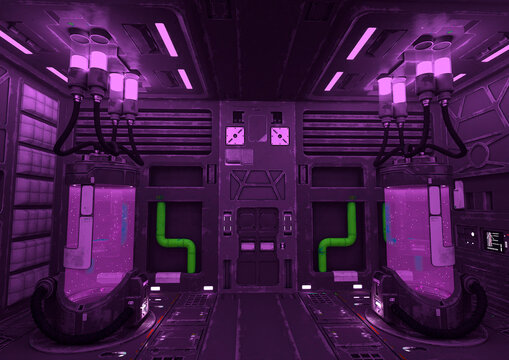 clone space room exit door view