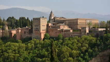 Varias vistas panorámicas de la Alhambra de Granada - obrazy, fototapety, plakaty