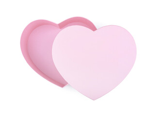 pink heart shaped gift box isolated on white background