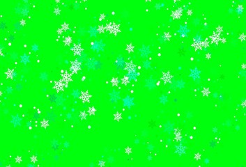 Light Green vector texture with colored snowflakes.