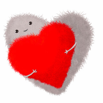 The image of a fluffy heart for a postcard, Valentine, design.