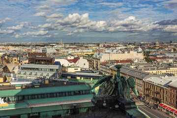 Fototapeta premium Top view of a part of the city of St. Petersburg in the Admiralteisky district