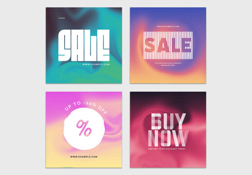 Sale Social Media Layouts with Abstract Backgrounds