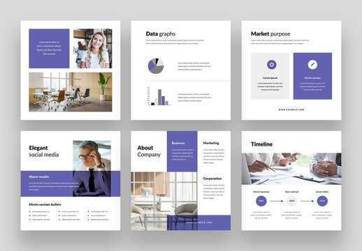 Business Layouts with Very Peri Color Accent