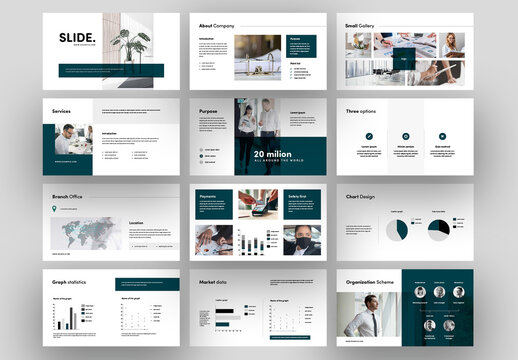 Clean Business Presentation Layouts with Editable Charts