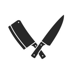 Butcher icon. Meat knives isolated on white background. Meat cleaver and Chef's knife icons. Vector illustration