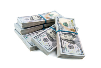 dollar bundles isolated on white background.