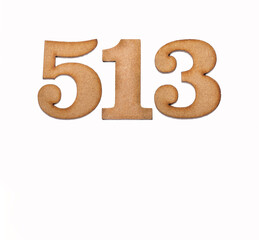 Number 513 - Piece of wood isolated on white background