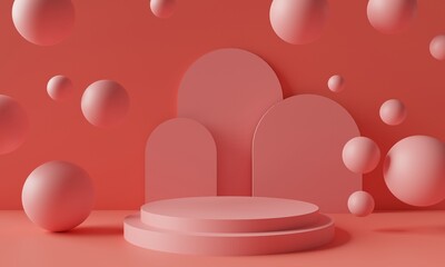 3d rendering illustration of background abstract pedestal board, art display mockup product decoration stand wallpaper