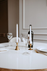 evening dinner with candles and wine