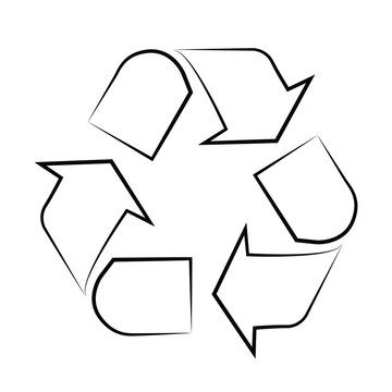 Disposal, recycle icon. Vector black and white simple linear sign for web, packaging design