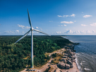 Northern Fort and Liepāja Fortress with wind turbine - obrazy, fototapety, plakaty