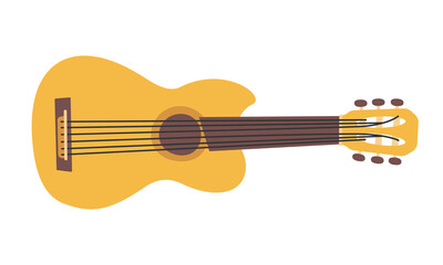 Acoustic guitar in doodle flat style. Classic music instrument