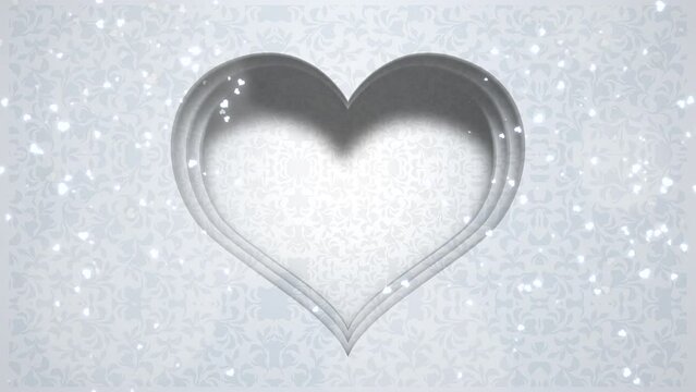 Big silver heart and glitters, motion holidays, romantic and wedding style background