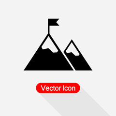 Mission Icon, Mountain Peak With Flag Icon Vector Illustration Eps10