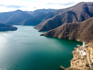 Aerial view of Vacha Reservoir, Bulgaria